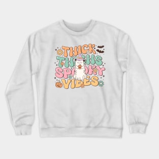 "Thick Thighs Spooky Vibes" Cute Ghost Crewneck Sweatshirt